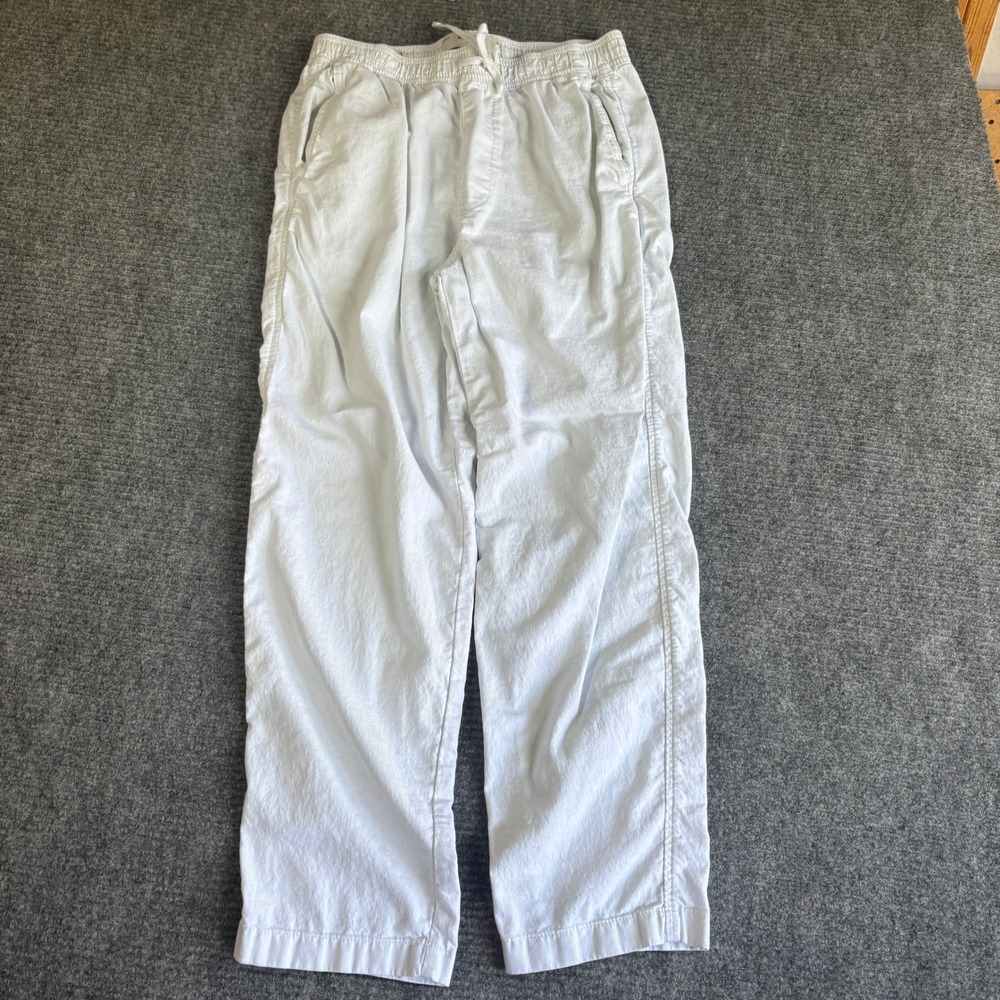 Hollister Women White Loose Fit Elastic Waist Drawstring Trousers Pants Small